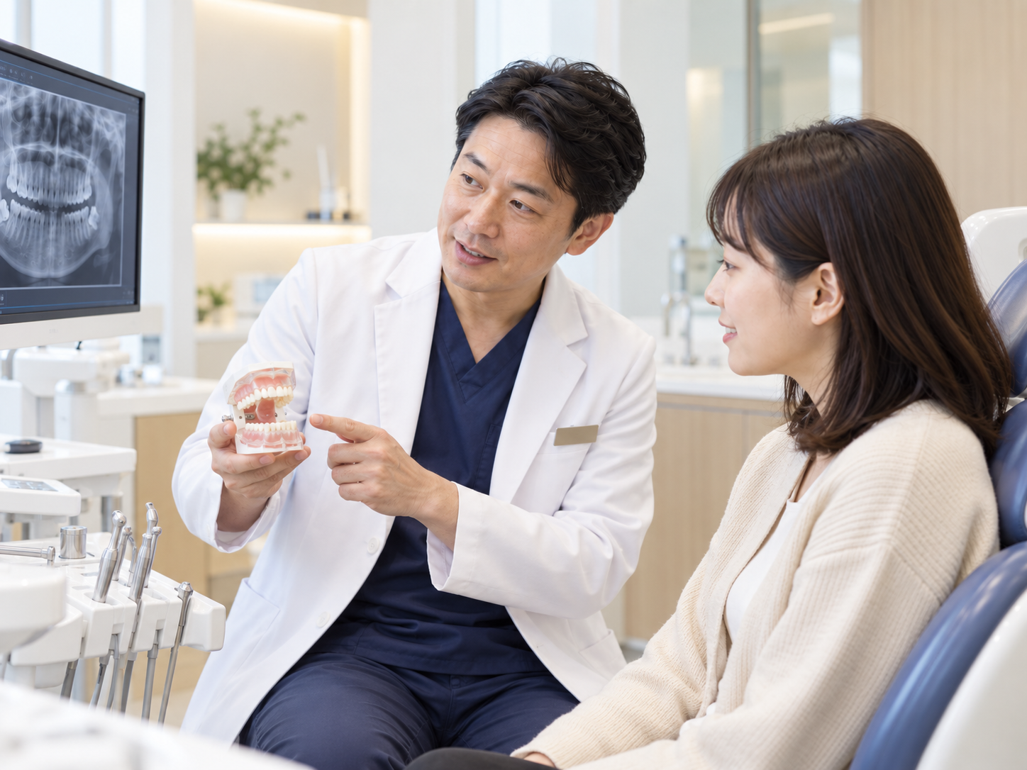 治療前に患者さんへ説明している様子