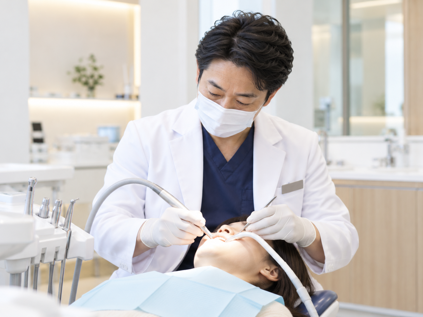 院長が治療・抜歯を行っている様子
